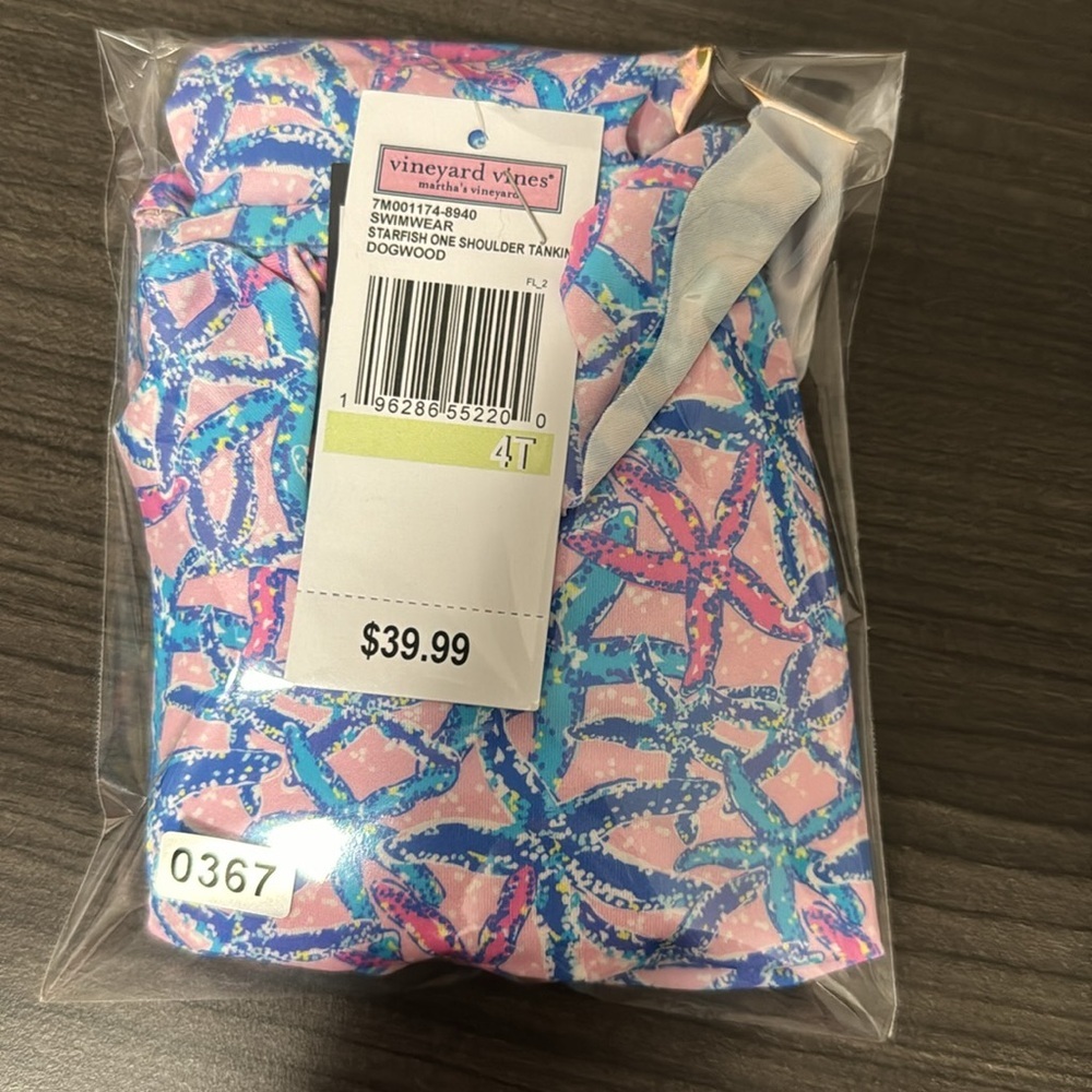 NWT! Vineyard Vines Pink and Blue Starfish Girls Bikini Top - Picture 4 of 4